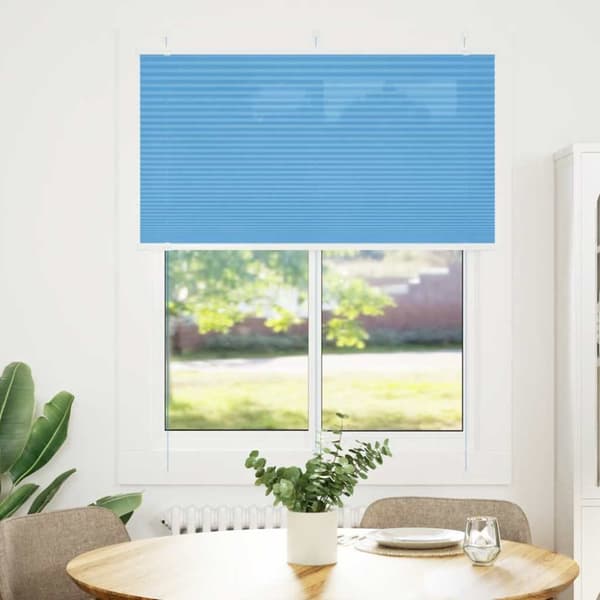 Plisserad persienn blå 105x100 cm tyg bredd 104,4cm polyester