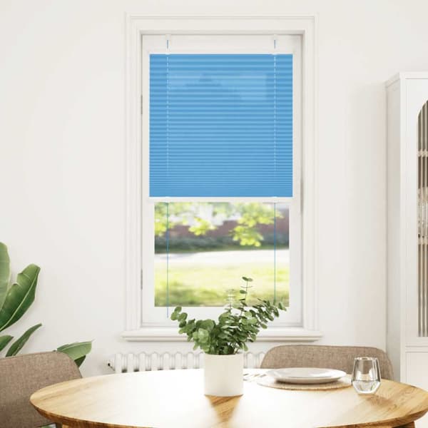 Plisserad persienn blå 60x100cm tyg bredd 59,4cm polyester