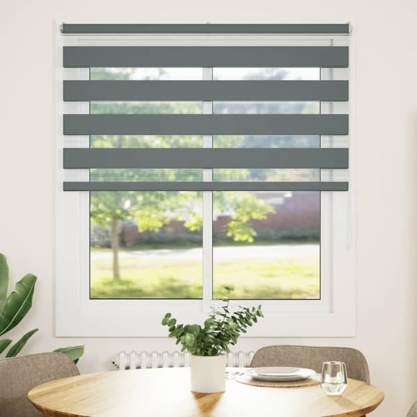 Rullgardin zebra mörkgrå 125x150 cm tyg bredd 120,9cm polyester