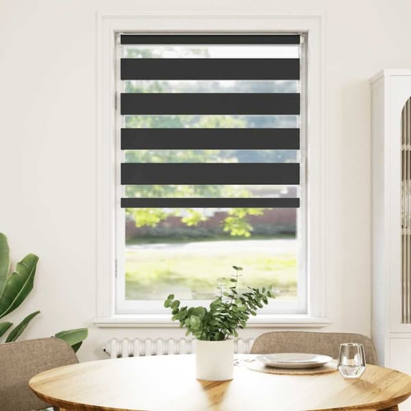 Rullgardin zebra svart 85x150 cm tyg bredd 80,9 cm polyester