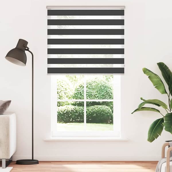 Rullgardin zebra svart 125x200 cm tyg bredd 120,9 cm polyester