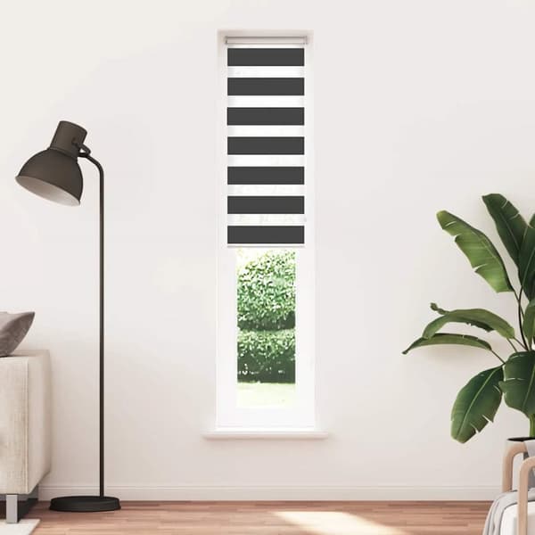 Rullgardin zebra svart 50x200 cm tyg bredd 45,9 cm polyester