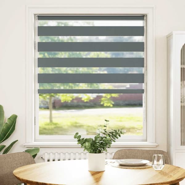 Rullgardin zebra mörkgrå 110x100 cm tyg bredd 105,9cm polyester