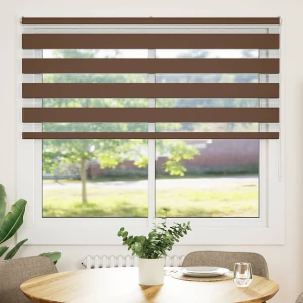 Rullgardin zebra brun 155x100 cm tyg bredd 150,9 cm polyester