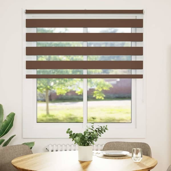 Rullgardin zebra brun 125x100 cm tyg bredd 120,9 cm polyester