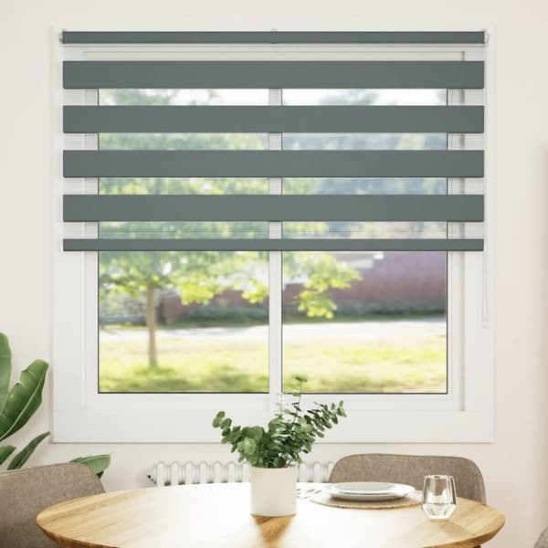 vidaXL Rullgardin zebra mörkgrå 145x150 cm tyg bredd 140,9cm polyester