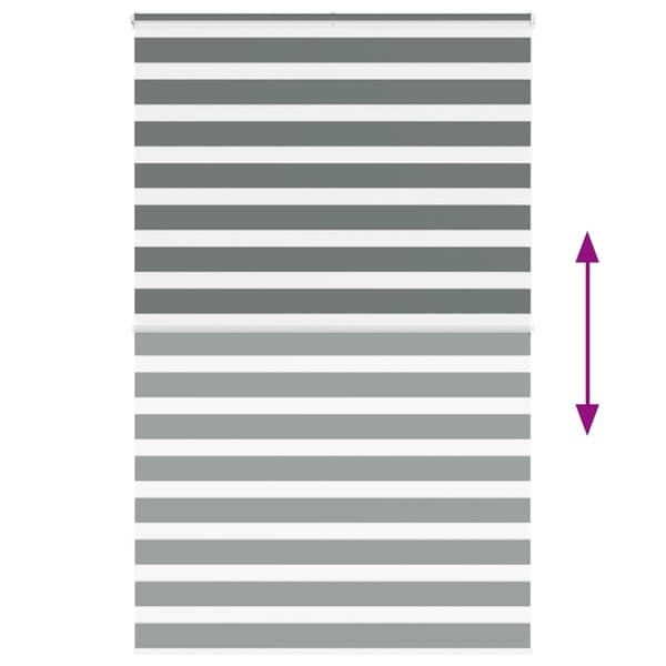 vidaXL Rullgardin zebra mörkgrå 140x200 cm tyg bredd 135,9cm polyester