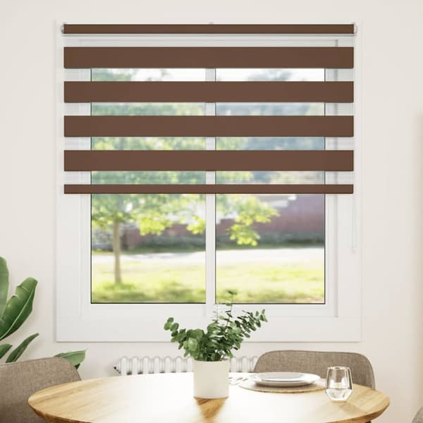 vidaXL Rullgardin zebra brun 135x100 cm tyg bredd 130,9 cm polyester