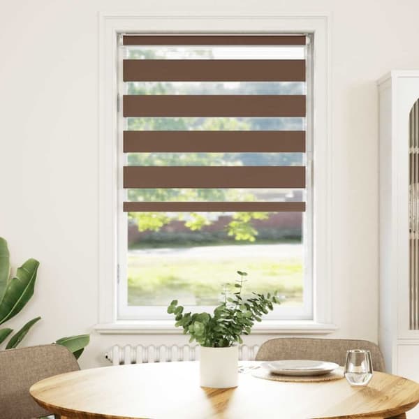 vidaXL Rullgardin zebra brun 90x100 cm tyg bredd 85,9 cm polyester