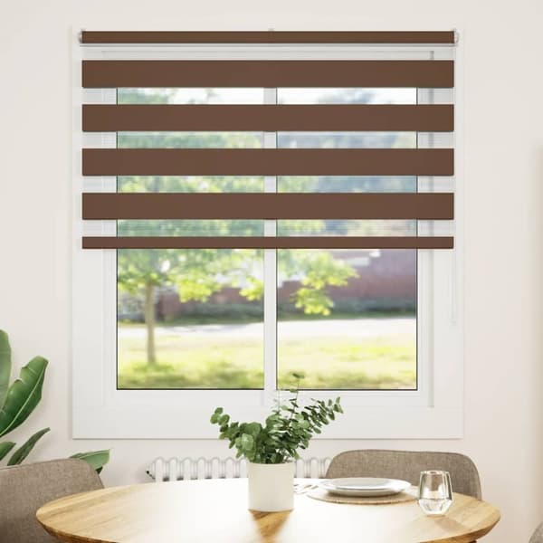 vidaXL Rullgardin zebra brun 120x150 cm tyg bredd 115,9 cm polyester