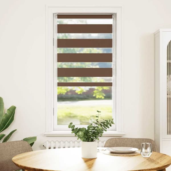 vidaXL Rullgardin zebra brun 60x150 cm tyg bredd 55,9 cm polyester