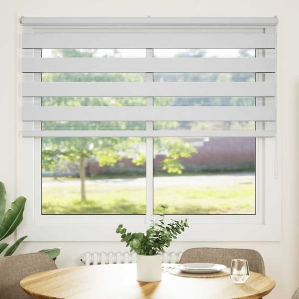 vidaXL Rullgardin zebra vit 155x150 cm tyg bredd 150,9 cm polyester