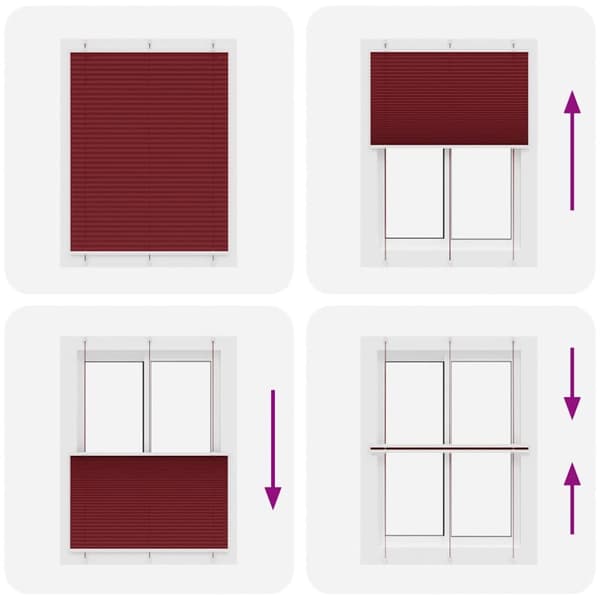 vidaXL Plisségardin Bordeaux Rød 105x150 cm Stoff Bredde 104,4 cm
