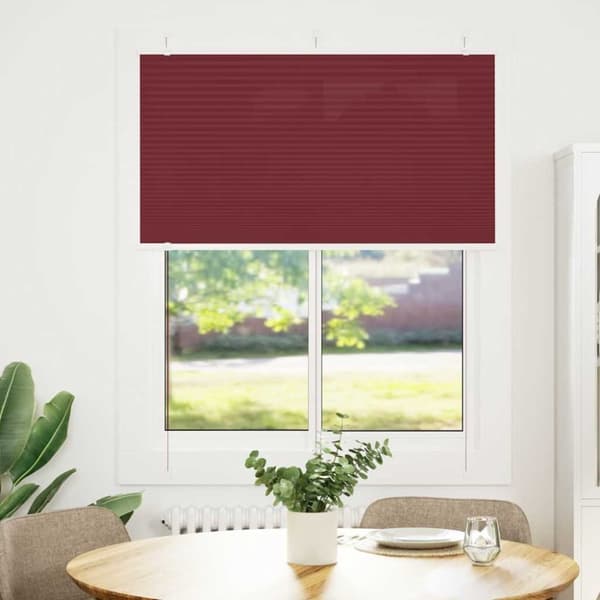vidaXL Plisségardin Bordeaux Rød 105x100 cm Stoff Bredde 104,4 cm