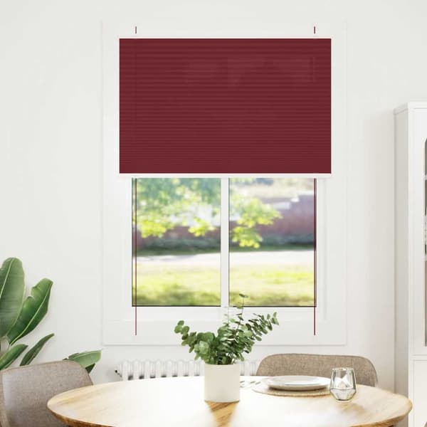vidaXL Plisserad persienn Bordeaux röd 85x100 cm tyg bredd 84,4 cm