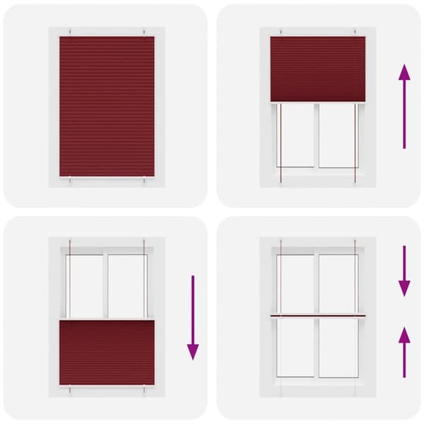 vidaXL Plisserad persienn Bordeaux röd 90x100 cm tyg bredd 89,4 cm