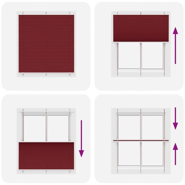 vidaXL Plisserad persienn Bordeaux röd 115x100 cm tyg bredd 114,4 cm