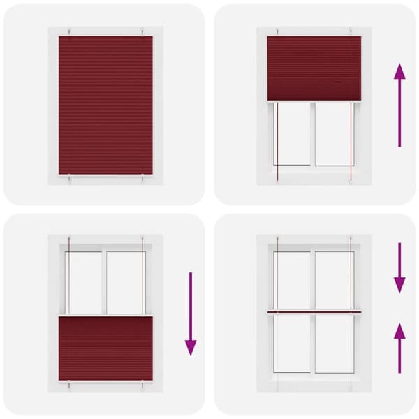 vidaXL Plisségardin Bordeaux Rød 100x100 cm Stoff Bredde 99,4 cm