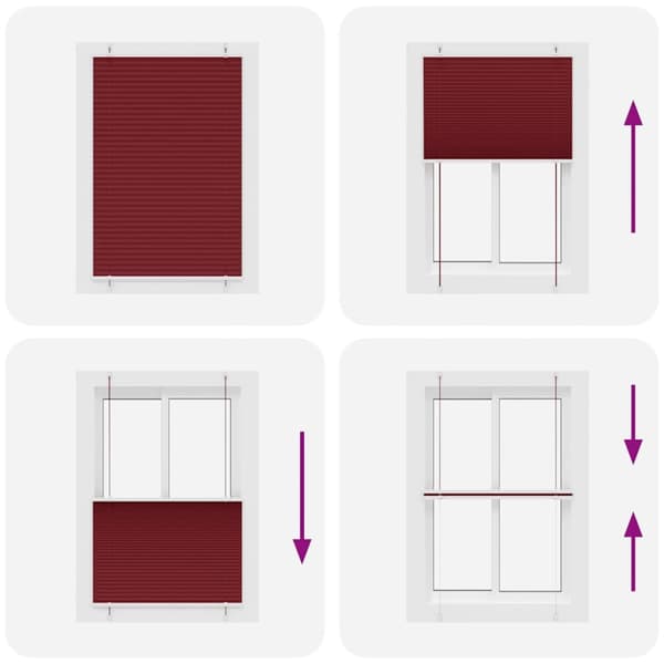 vidaXL Plisségardin Bordeaux Rød 95x100 cm Stoff Bredde 94,4 cm