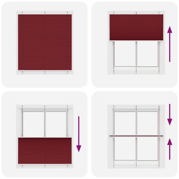 vidaXL Plisségardin Bordeauxrød 120x150 cm Stofbredde 119,4 cm