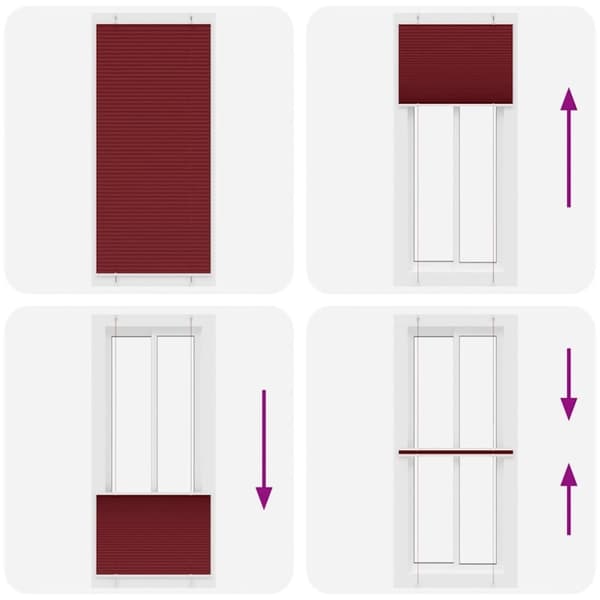 vidaXL Plisségardin Bordeauxrød 95x200 cm Stofbredde 94,4 cm Polyester