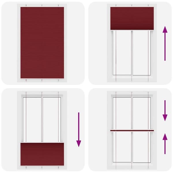 vidaXL Plisségardin Bordeaux Rød 115x200 cm Stoff Bredde 114,4 cm