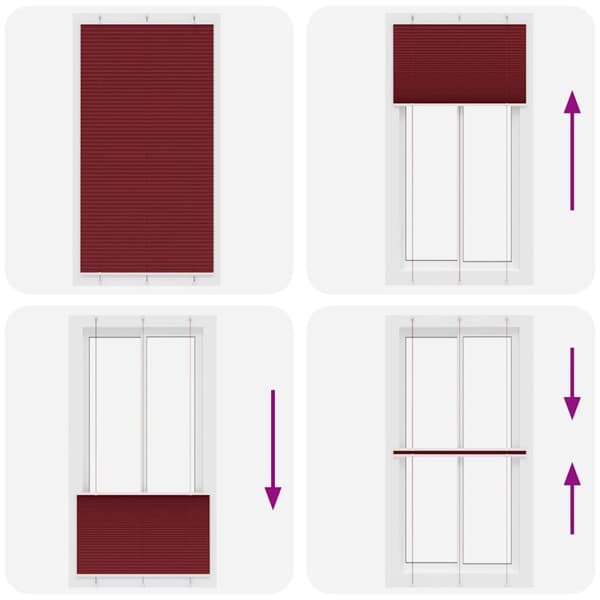vidaXL Plisserad persienn Bordeaux röd 110x200 cm tyg bredd 109,4 cm