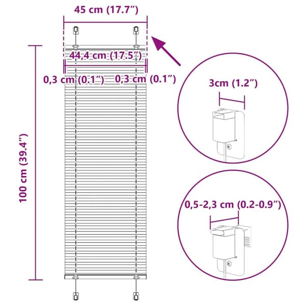 vidaXL Plisserad persienn bensingrön 45x100cm tyg bredd 44,4cm