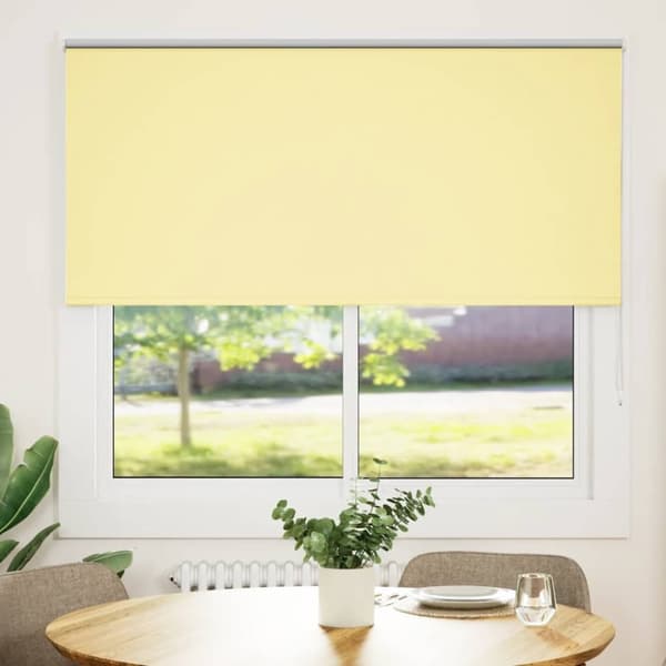 vidaXL Rullgardin mörkläggningsgul 145x130 cm tyg bredd 141,6 cm