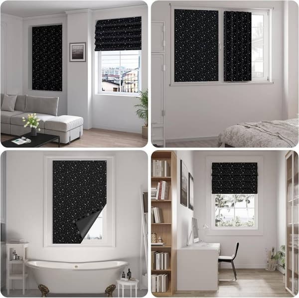 Rootz mörkläggningsrullgardin - Termisk fönsterskärm - Ljusblockerande gardin - Bärbar och hållbar - 100 % polyester - 130x200 cm - Svart