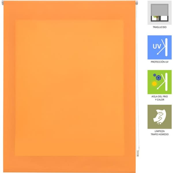 BLINDECOR | Ljusgenomsläpplig rullgardin slät 80x175 bredd höjd - Tygdimensioner för rullgardinen: 77x170 - : Orange