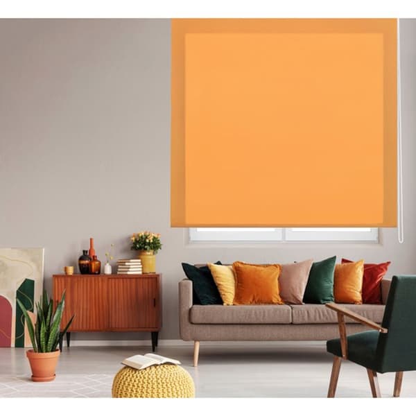 BLINDECOR | Ljusgenomsläpplig rullgardin slät 80x175 bredd höjd - Tygdimensioner för rullgardinen: 77x170 - : Orange