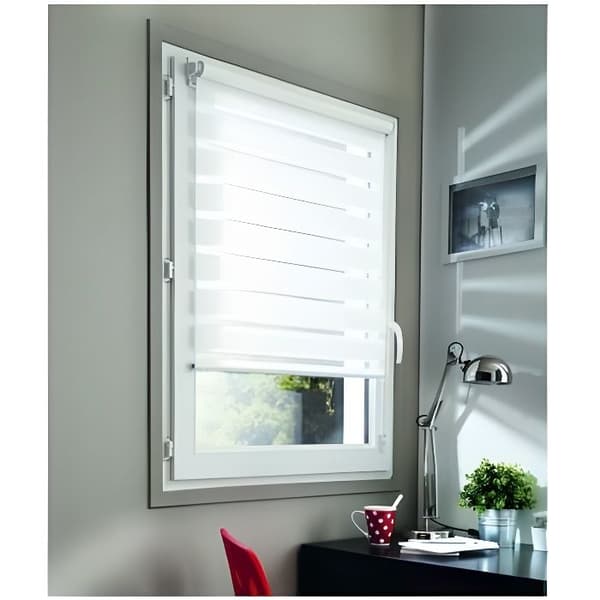 Förvaringsrulle - MADECOSTORE - Vit - L70 x H150cm - Voile och Toningstyg - Montering Utan Borrlösa
