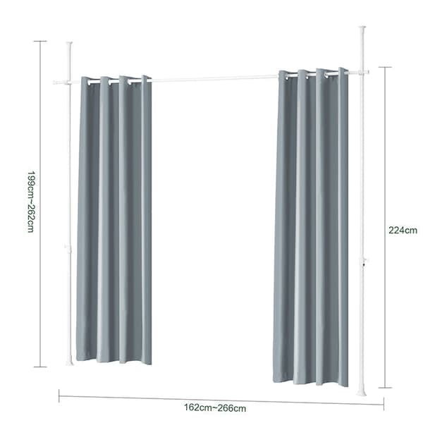 Rootz Justerbar Room Divider Curtain - Space Separator - Privatlivsdelere - Skinvenlig polyester - 162-266 cm x 199-262cm