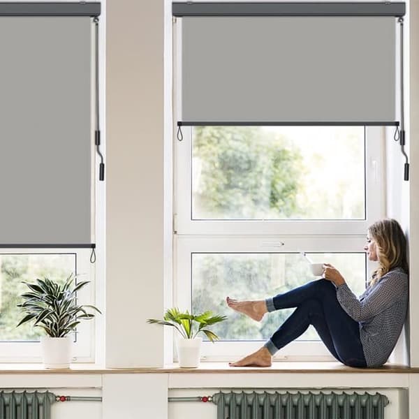 YUENFONG Markis med balkong 160 x 250 cm Vertikal markis med vev Solskydd Visuellt skydd, Grå