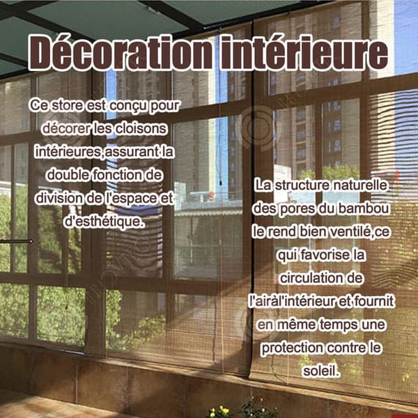 INN Naturlig bambu gardin storlek 1,2x2,1 meter skuggning 60 kastanjefärgade filament interiör exteriör rulljalusier