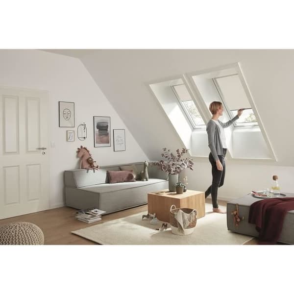 Rullgardin för Takfönster, Silver Färg, Modern Design, Ljusgrå.