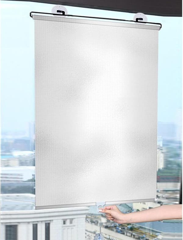 Solskydd Rullgardin med Sugkoppar - Teleskopisk, Portabel Rullgardin mörkläggning-Silver 50×125cm