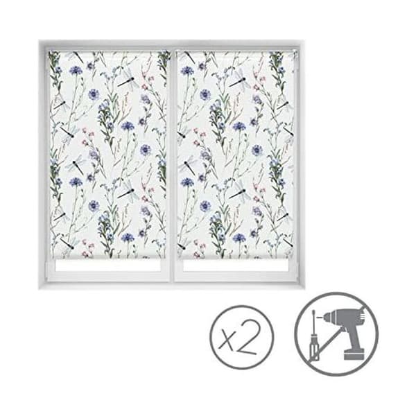 Pack x 2 EasyFix Genomskinliga rullgardiner, UTAN VERKTYG - Persienner Storlek 80x150 - Libellule Model Blind | BLINDECOR