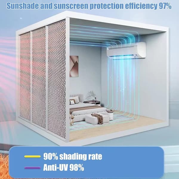 Självhäftande solskyddsfilm i aluminiumfolie – värmeisolering, UV-skydd och insynsskydd, lämplig för balkongfönster och uterum