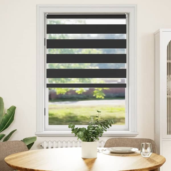 Rullgardin randig svart 100 x 175 cm transparent