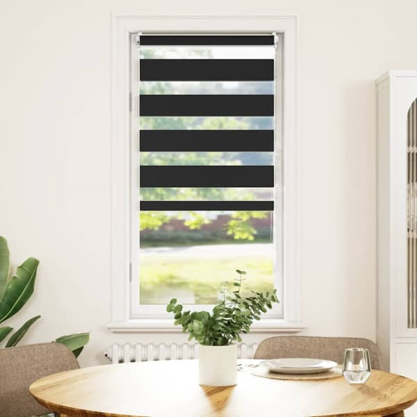 Rullgardin randig svart 80 x 150 cm transparent