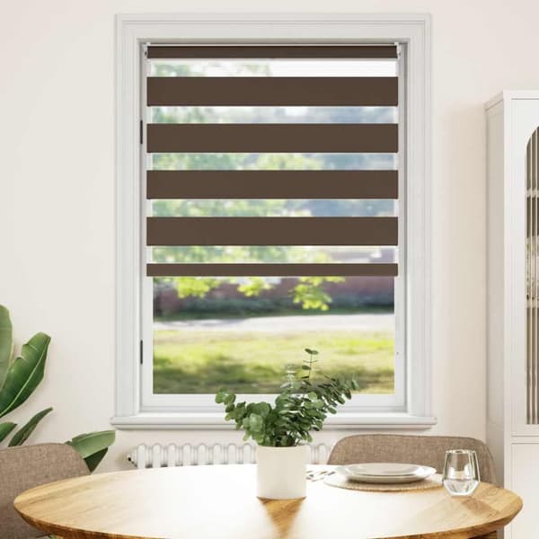 Rullgardin randig brun 80 x 175 cm transparent