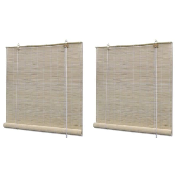 Rullgardin naturlig bambu 2 st 120x160 cm