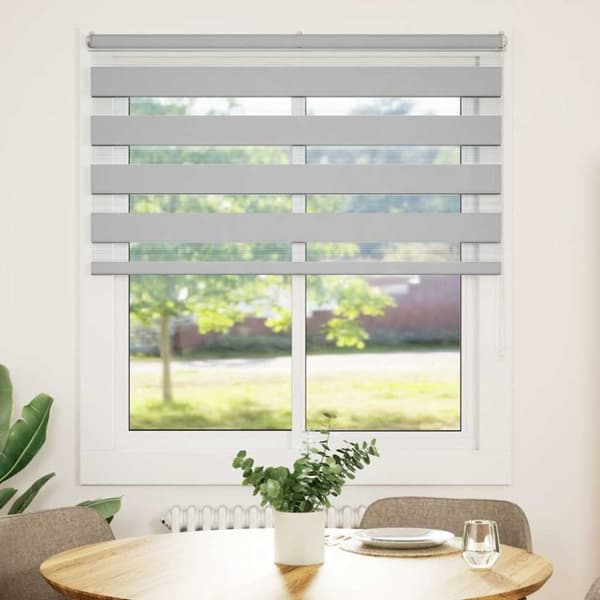 Rullgardin zebra ljusgrå 120x100 cm tyg bredd 115,9cm polyester