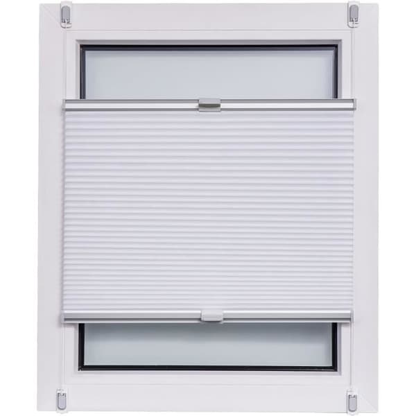 Sunl INES Butik plissé bikake tillverkad i Tyskland, Silver, Klemmfix Systemskena, 125 x 150, Plast Grå, Vit