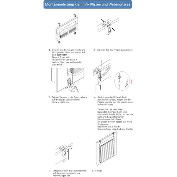 Sunl INES Store plissé bikake tillverkad i Tyskland, dagsljus, Wohn-Guide Klemmfix vit skena, 135 x 150, plast, Gr