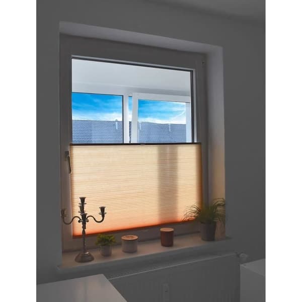 Förvaringsplissé bikake - Sunl INES - 80 x 220 cm - Vit - Montering utan borrning - Energibesparing