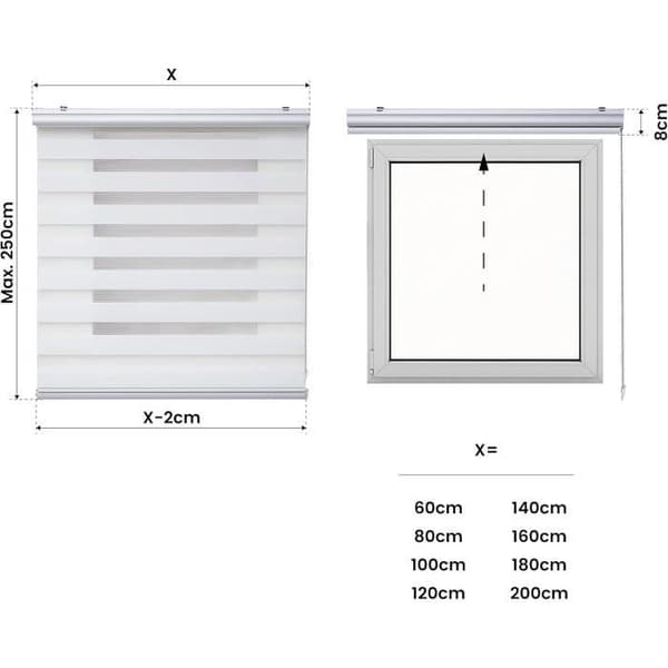 Rullgardin för dag och natt för fönster och dörrar Vit 140 x 250 cm Estores Basic