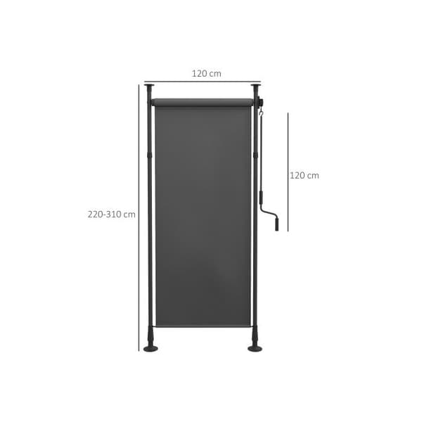 Outsunny Store vertikal Balkongmarkis retrakbar 120x220-310 cm, alla väder, med vev Mörkgrå polyester